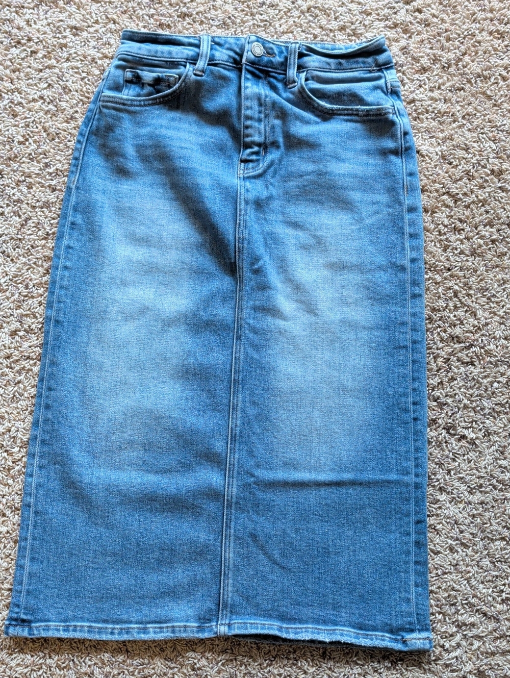 Women's Blue Straight Denim Skirt - Classic High-Rise Style